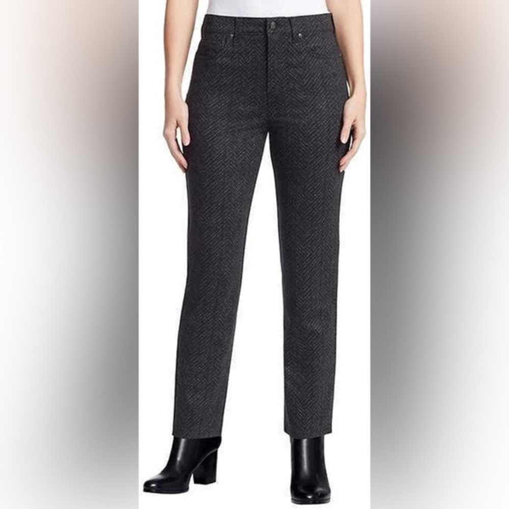 Gloria Vanderbilt Amanda Chevron Print Charcoal Grey Black Pants Jeans Sz 8